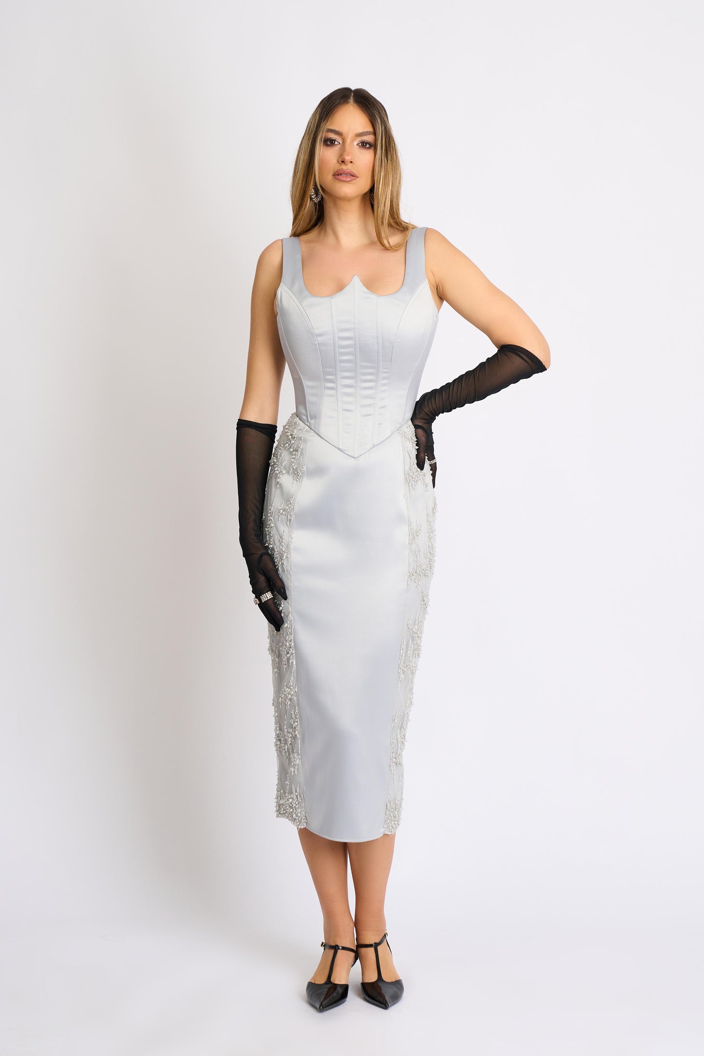 rochie eleganta gri